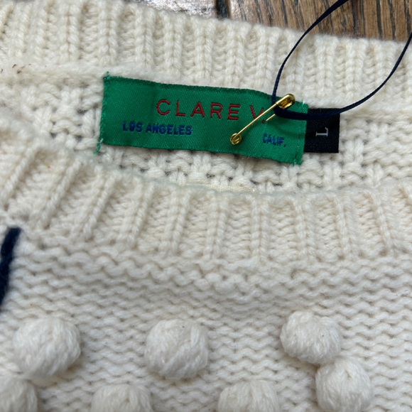 Clare V sleeveless summer sweater size Large cream, red and black. - Picture 4 of 4